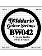 D'Addario BW042 Bronze Wound Acoustic Guitar Single String .042 by for