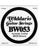 D'Addario BW053 Bronze Wound Acoustic Guitar Single String .053 by for