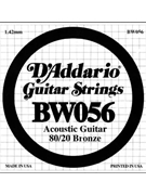 D'Addario BW056 Bronze Wound Acoustic Guitar Single String .056 by for