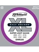 D'Addario EHR320 Half Round Electric Guitar Strings Super Light 9-42 by for