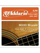 String--guitar D'addario 80/20 - X-light Gauge Ej10 - Bronze Wound Acousti for Guitar Str