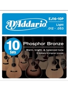 D'Addario EJ16-10P Phosphor Bronze Acoustic Guitar Strings Light 10 Sets by for