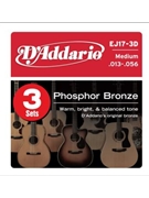 D'Addario EJ17-3D Phosphor Bronze Acoustic Guitar Strings Medium 13-56 3 Sets by for