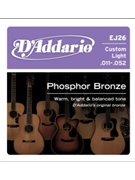 D'Addario EJ26 Phosphor Bronze Acoustic Guitar Strings Custom Light 11-52 by for