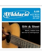 D'Addario EJ35 Silk &amp; Steel 12-String Folk Guitar Strings 11-47 by for