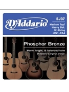 D'Addario EJ37 12-String Phosphor Bronze Acoustic Guitar Strings Medium Top/Heavy Bottom 1 by for
