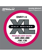 D'Addario ENR71-5 Half Round 5-String Bass Guitar Strings Regular Light 45-130 Long Scale by for