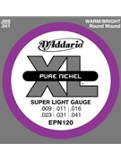 D'Addario EPN120 Pure Nickel Electric Guitar Strings Super Light 9-41 by for
