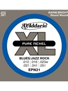D'Addario EPN21 Pure Nickel Electric Guitar Strings Jazz Light 12-52 by for