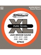D'Addario EPN22 Pure Nickel Electric Guitar Strings Jazz Medium 13-55 by for
