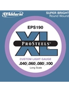 D'Addario EPS190 ProSteels Bass Guitar Strings Custom Light 40-100 Long Scale by for