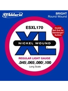 D'Addario ESXL170 Nickel Wound Bass Guitar Strings Light 45-100 Double Ball End Long Sca by for
