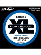 D'Addario ETB92-5 5-String Tapewound Bass Guitar Strings Medium 50-135 Long Scale by for
