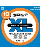 D'Addario EXL110-10P Nickel Wound Electric Guitar Strings Regular Light 10-46 10 Sets by for