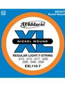 String--guitar D'addario Xl110-7 - Light - Nickel/round for