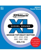 String--guitar D'addario Xl116 - Custom Medium-heavy - Nickel/round for Guitar Str