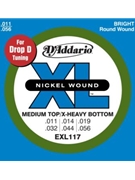 D'Addario EXL117 Nickel Wound Electric Guitar Strings Medium Top/Extra-Heavy Bottom 11-56 by for
