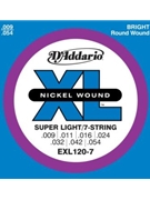 String--guitar D'addario Xl120-7 - X-light - Nickel/round for