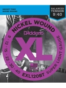 D'Addario EXL120BT Nickel Wound Electric Guitar Strings Balanced Tension Super Light 09-40 by for