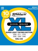 D'Addario EXL125-10P Nickel Wound Electric Guitar Strings Super Light Top/Regular Bottom 9 by for