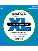D'Addario EXL158 Nickel Wound Electric Guitar Strings Baritone Light 13-62 by for