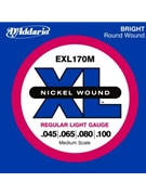D'Addario EXL170M Nickel Wound Bass Guitar Strings Light 45-100 Medium Scale by for
