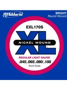 D'Addario EXL170S Nickel Wound Bass Guitar Strings Light 45-100 Short Scale by for