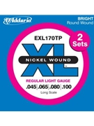 D'Addario EXL170TP Nickel Wound Bass Guitar Strings Light 45-100 2 Sets Long Scale by for