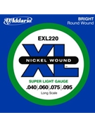 D'Addario EXL220 Nickel Wound Bass Guitar Strings Super Light 40-95 Long Scale by for