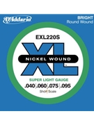 D'Addario EXL220S Nickel Wound Bass Guitar Strings Super Light 40-95 Short Scale by for