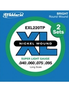 D'Addario EXL220TP Nickel Wound Bass Guitar Strings Super Light 40-95 2 Sets Long Scale by for