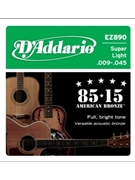 D'Addario EZ890 85/15 Bronze Acoustic Guitar Strings Super Light 9-45 by for
