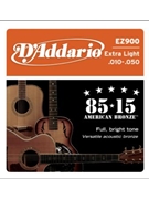 D'Addario EZ900 85/15 Bronze Acoustic Guitar Strings Extra Light 10-50 by for