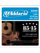 D'Addario EZ930 85/15 12-String Bronze Acoustic Guitar Strings Light 10-47 by for