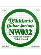 D'Addario NW032 Nickel Wound Electric Guitar Single String .032 by for
