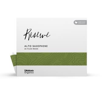 D'Addario Organic Reserve Alto Saxophone Reeds, Strength 2.5, Individually-Sealed, 25-Pack