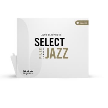 D'Addario Organic Select Jazz Filed Alto Saxophone Reeds, Strength 3 Soft, 25-Pack