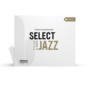 D'Addario Organic Select Jazz Filed Tenor Saxophone Reeds, Strength 3 Soft, 25-Pack