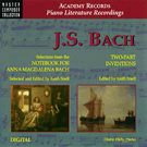 Inventions 2 Part & Anna Magadalena Bach by Bach Johann Sebastian - Snell Keith - Hidy for CD