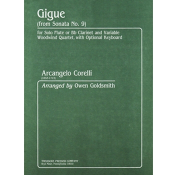 Gigue (From Sonata No. 9) For Solo Flute Or B-Flat Clarinet and Variable Woodwind Quartet With Opti by Corelli Arcangelo - Goldsmith Owen - for
