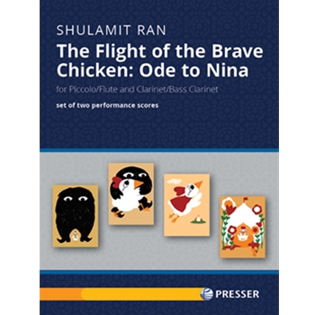 The Flight of the Brave Chicken: Ode to Nina after "The Brave Chicken confronts the Ogre," four panels by Nina Frenkel (1972-2016)