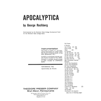 Apocalyptica by Rochberg George for Concert Band