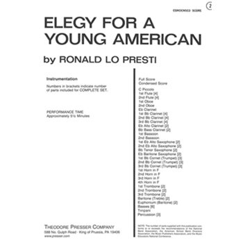 Elegy For A Young American by Lo Presti Ronald for Condensed Score