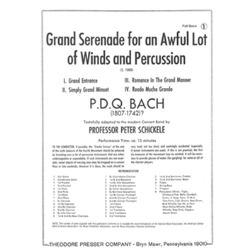 Grand Serenade For An Awful Lot Of... by Bach P.D.Q. - Schickele Peter - for Full Score