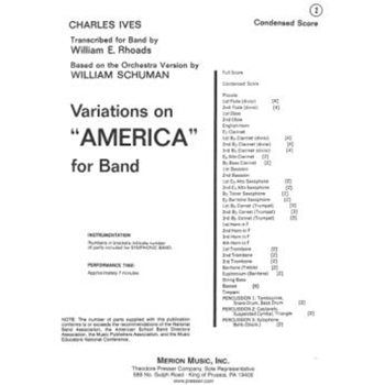 Variations On America by Ives and Schuman - Rhodes W - for Condensed Score