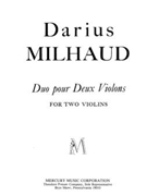 Duo pour deux violons by Milhaud Darius for