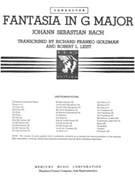 Fantasia In G Major by Bach Johann Sebastian - Goldman and Leist - for Condensed Score