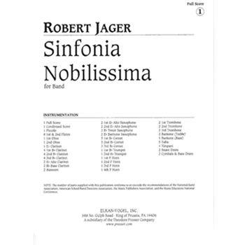 Sinfonia Nobilissima by Jager Robert E for Full Score