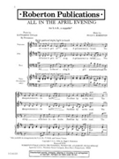 ALL IN THE APRIL EVENING for S.A.B. a cappella by Roberton Hugh Katharine Tynan for