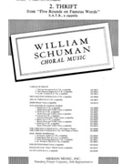 Thrift by Schuman William for SATB